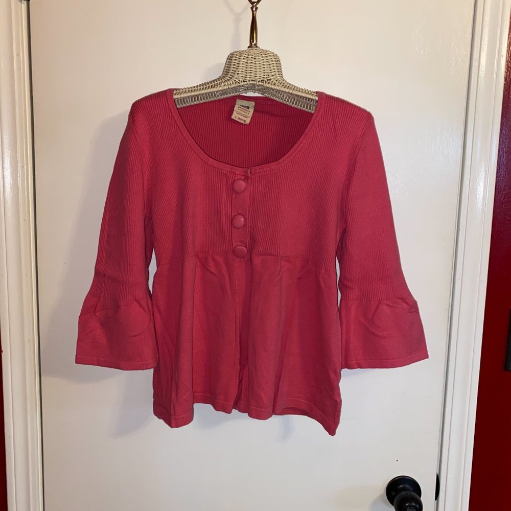 Pink Ruffle 3/4 Sleeve Sweater - Picture 3 of 8